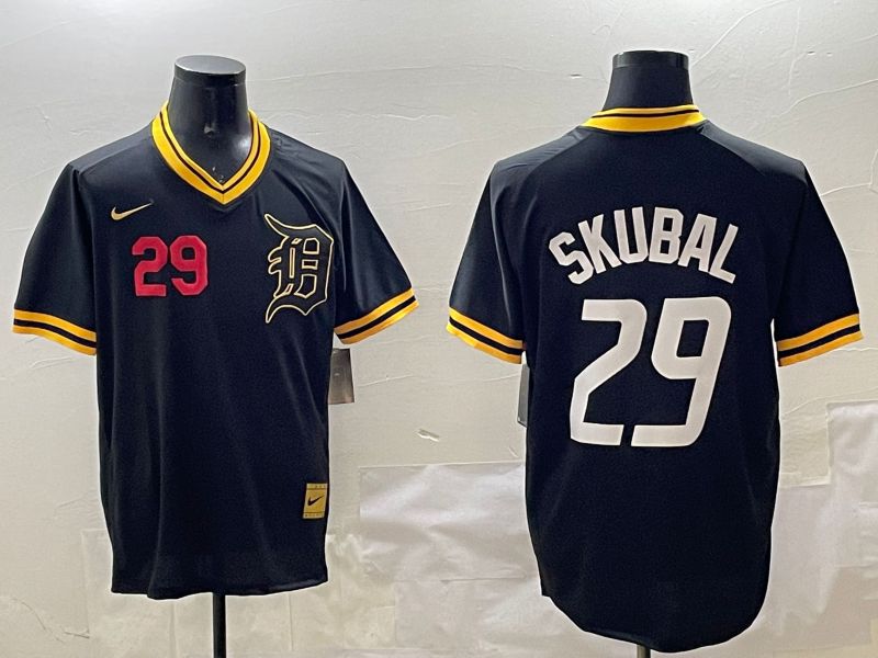Men Detroit Tigers #29 Skubal Black Gold Game 2025 Nike MLB Jersey style 2->detroit tigers->MLB Jersey